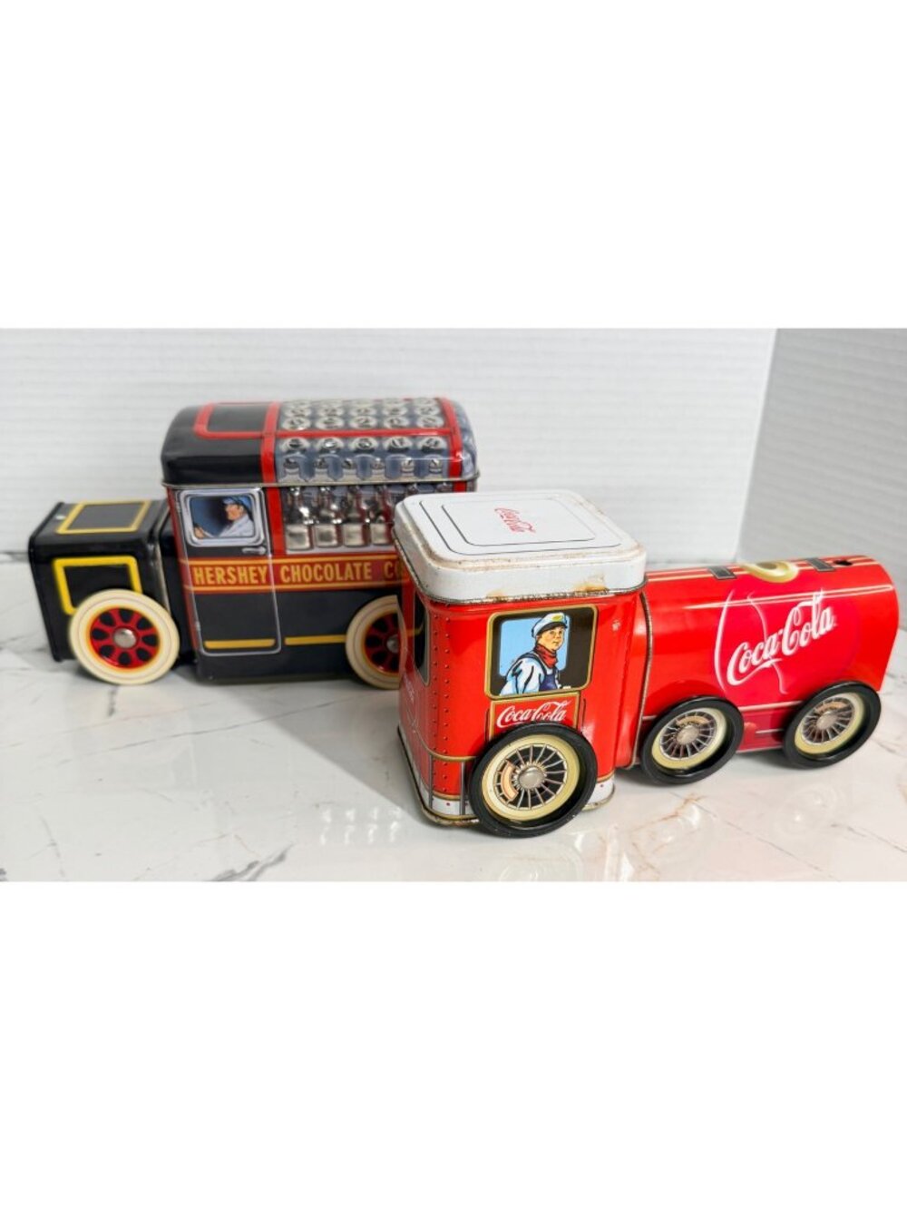 Vintage Advertising Tin Lot - Hershey’s Milk Truck & Coca-Cola Train